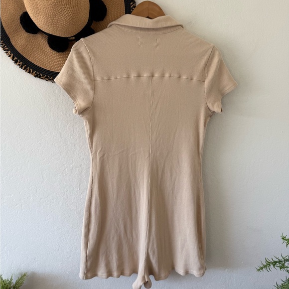Urban Outfitters Tan Cotton Ribbed Knit Short Sleeve Romper - Picture 10 of 14